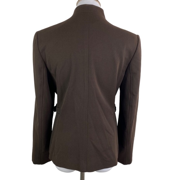 Rafaella Petite Full Zip Side Buckle Embellished Blazer Jacket Women's 10P Brown - Picture 2 of 9